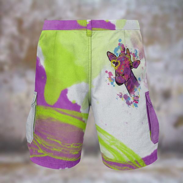 Cargohose mit afrikanischen Tiermotiv Giraffe - Hose, lang oder kurz, bunt, 100% Polyester, Grösse S-5XL, fester Stoff, Normale Passform, Afrika